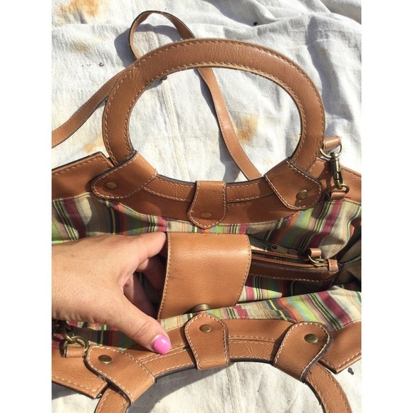 Fossil Tan and Brown Embroidered Tote Bag - Picture 6 of 14